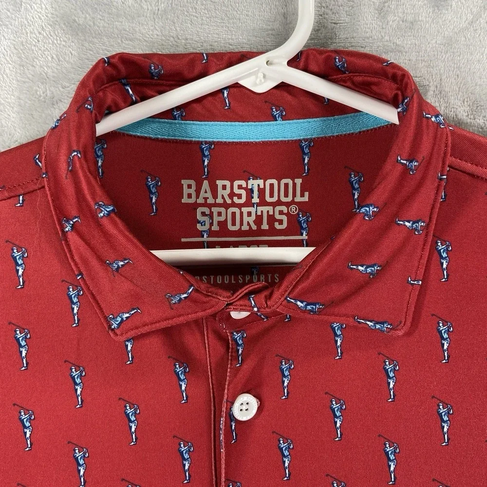Barstool Sports Golf Shirt Mens Large Polo Performance AOP Golfer Short Sleeve